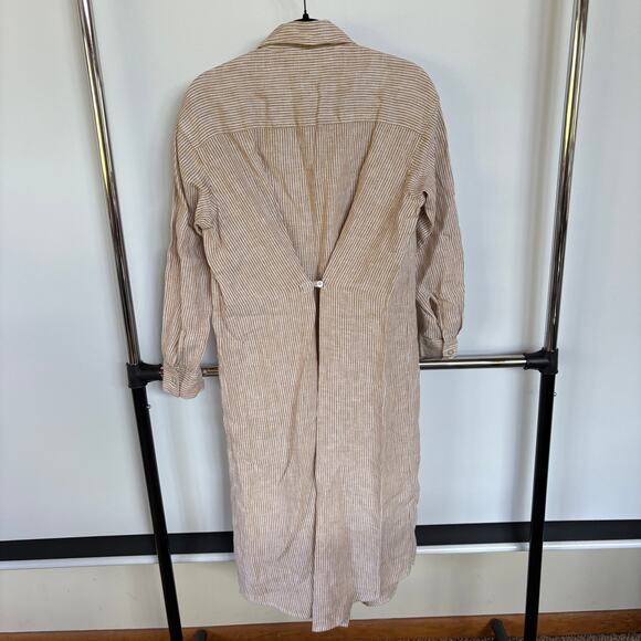 Faherty Striped Linen Beach Maxi Shirt Dress Button Down Vacation Oversized XS - Picture 3 of 9